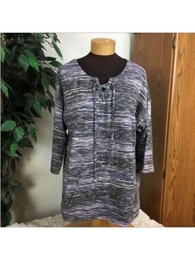 CJ Banks cross front tie 3/4 sleeve pullover top Womans size 1X